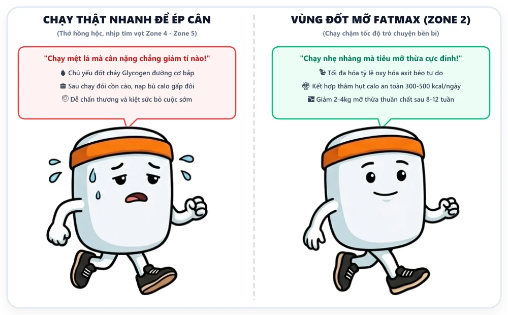 Lộ trình chạy bộ giảm cân và sự thật về vùng nhịp tim đốt mỡ