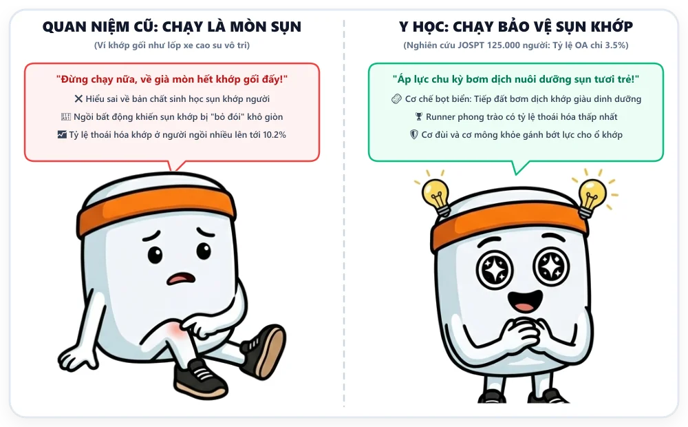 Chạy bộ có làm hỏng khớp gối không giải mã khoa học y học thể thao