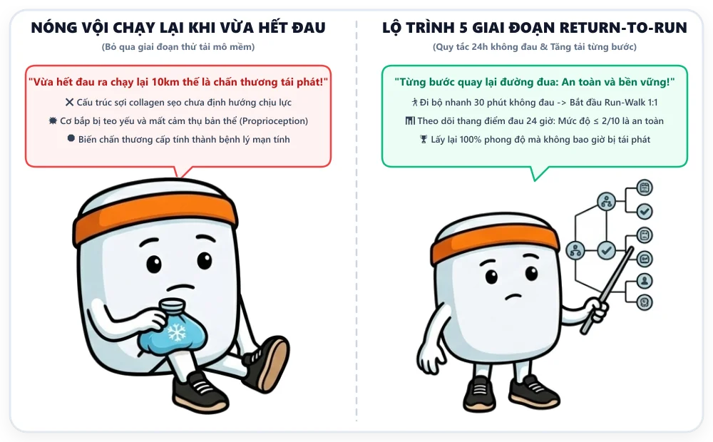 Lộ trình quay lại chạy bộ an toàn sau chấn thương Return to Run