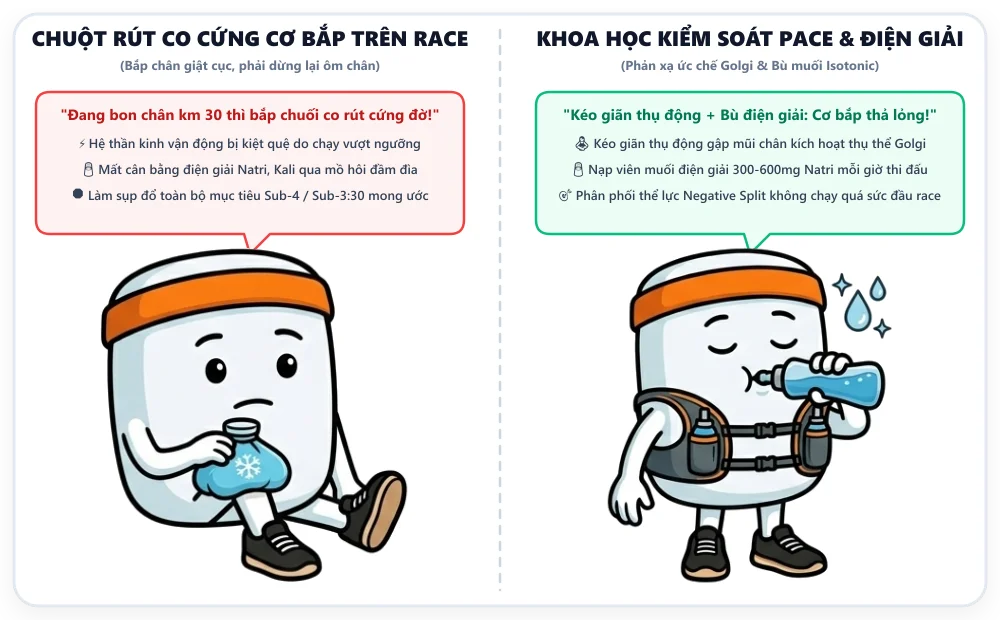 Nguyên nhân và giải pháp chống chuột rút khi chạy bộ đường dài Marathon