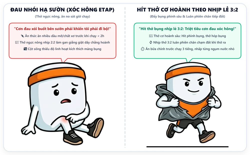 Nguyên nhân và cách khắc phục xóc hông đau bụng khi chạy bộ