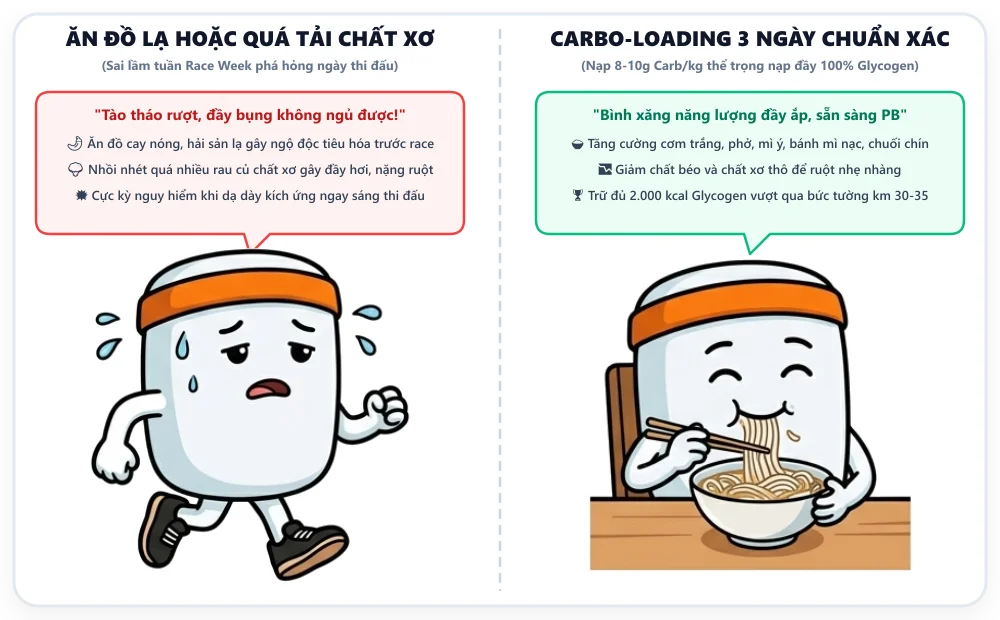 Lịch trình dinh dưỡng tuần Race Week cho vận động viên chạy Marathon