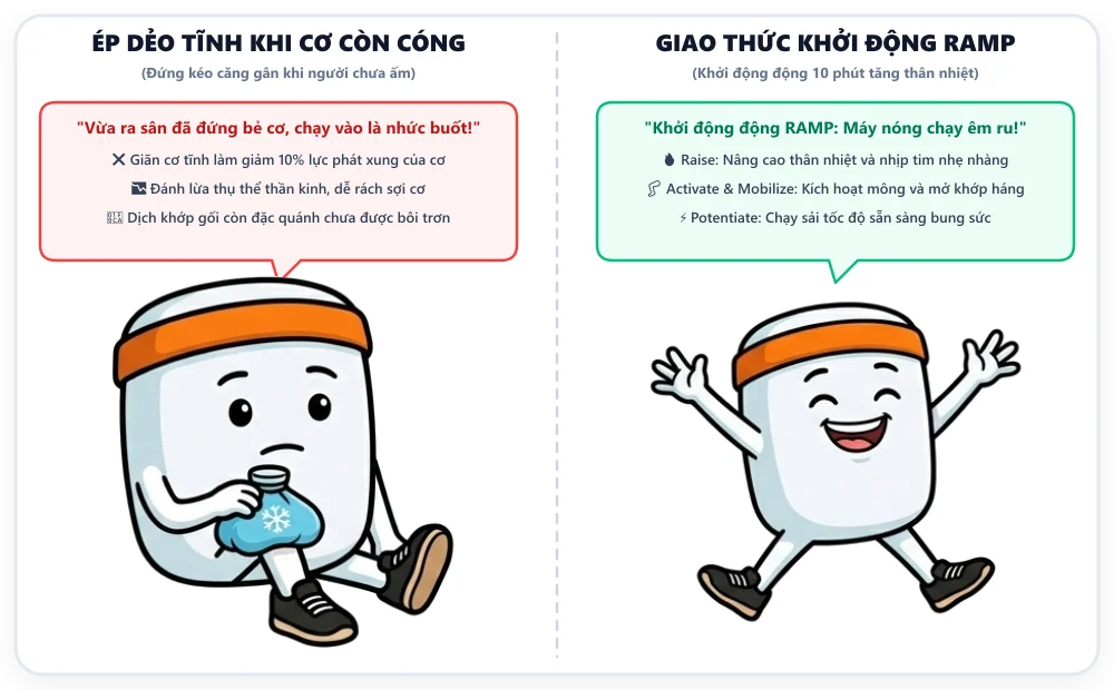 Quy trình khởi động động và giãn cơ tĩnh chuẩn cho người chạy bộ