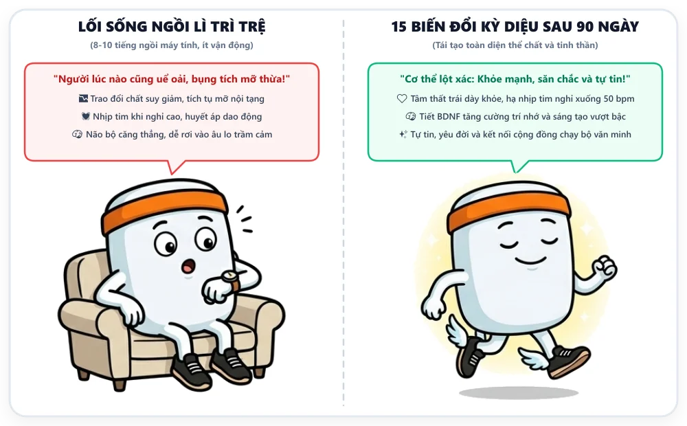 15 lợi ích thay đổi cơ thể sau 90 ngày kiên trì chạy bộ