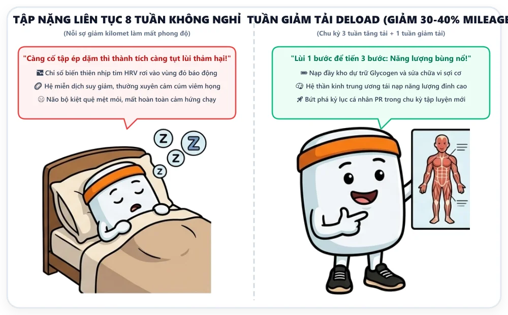 Lợi ích của tuần giảm tải Deload Week và nghỉ ngơi trong huấn luyện chạy bộ