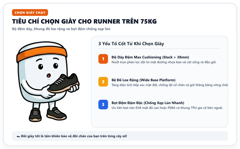 Giày chạy bộ Max Cushioning đệm dày 40mm