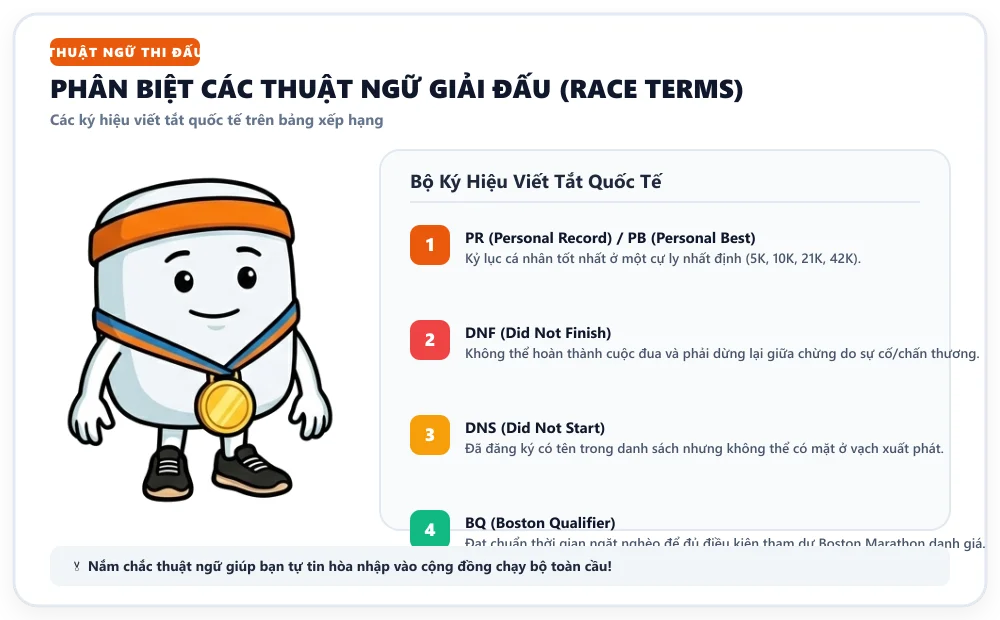 Phân biệt các thuật ngữ giải đấu PR PB DNF DNS BQ