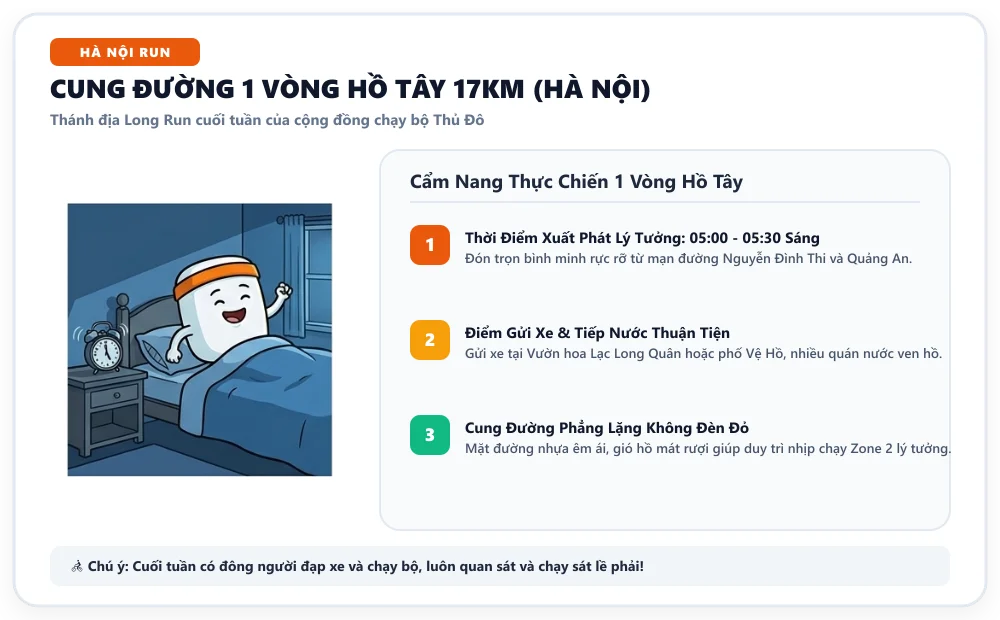 1 vòng Hồ Tây 17km sáng sớm