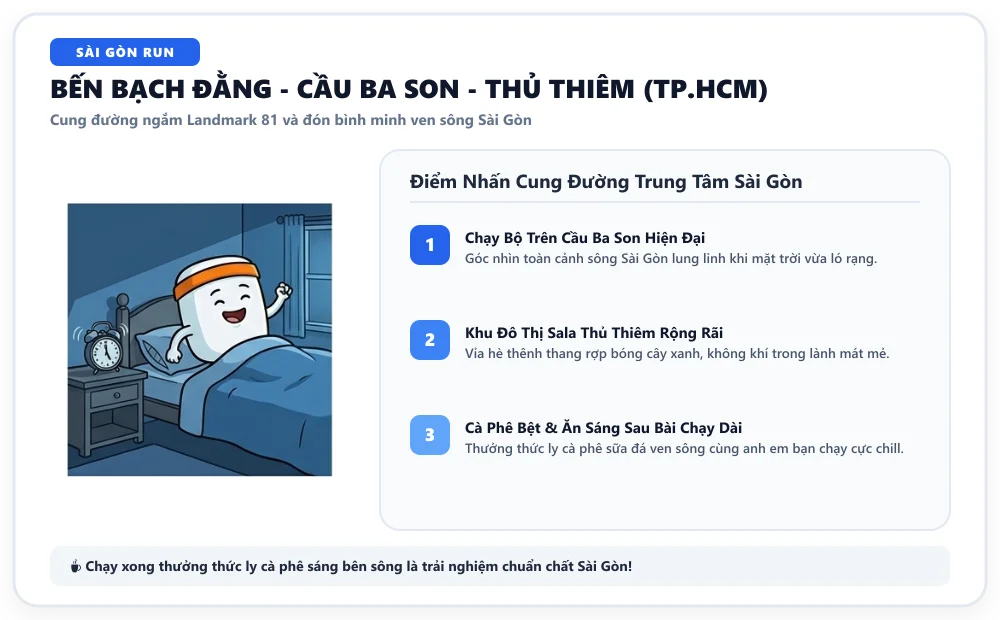 Cung đường Bến Bạch Đằng và Cầu Ba Son TP.HCM