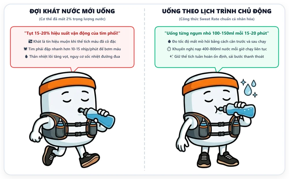 Công thức tính lượng nước cần uống khi chạy bộ chuẩn khoa học